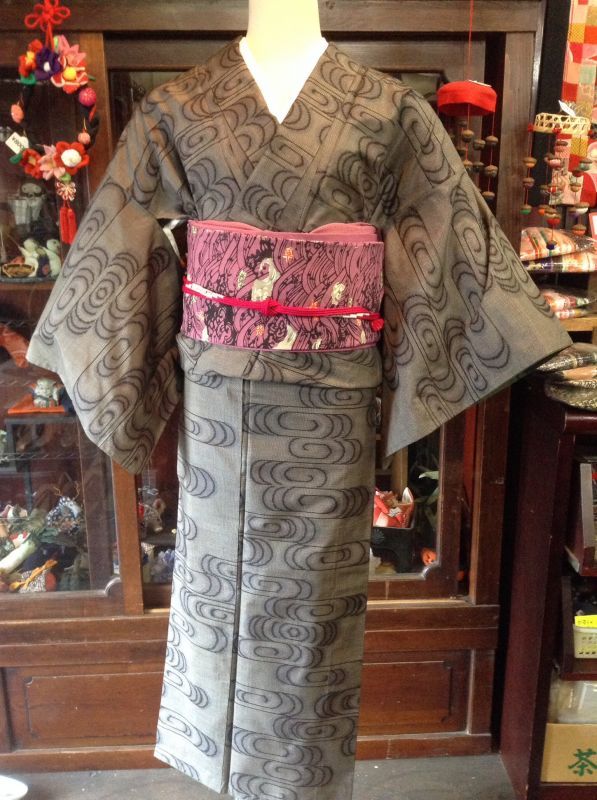 茶系大島紬の着物 - 福助堂