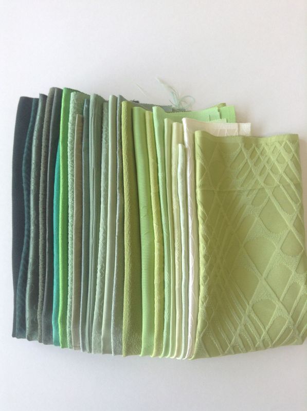 画像1: 古布はぎれ袋  グラデーション緑