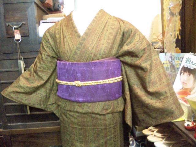 画像: 染め紬のひとえ着物