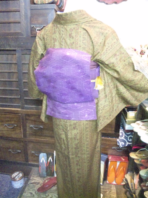 画像: 染め紬のひとえ着物