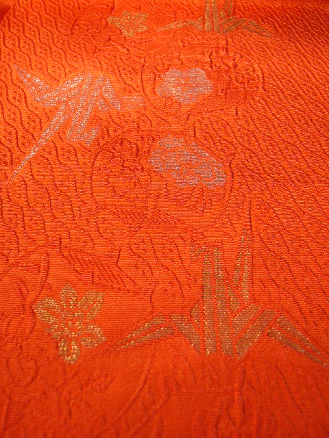 画像: オレンジ地に折鶴の　半襟
